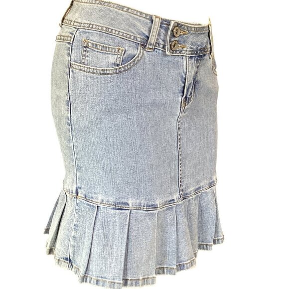 Angels Denim Pleated Skirt Jr Sz 5 Blue #310C - Picture 3 of 8